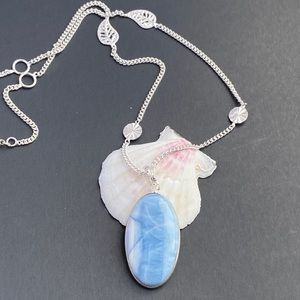 Owyhee Blue Opal Gemstone Sterling Silver Necklace